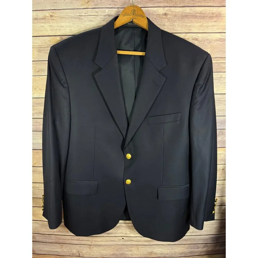 Polo Ralph Lauren Pure New Wool Blue Blazer with Gold Buttons - Men's Size 42S